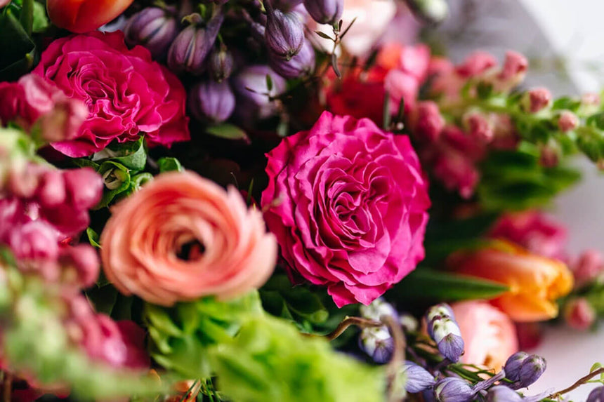 A Lovely mix of contrasting florals with dramatic textures
